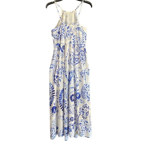 Woman’s Blue/White Sleeveless Floral Print Midi Dress. Size Small - Picture 3 of 5